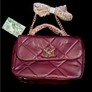Burgundy Quilted Crossbody Bag